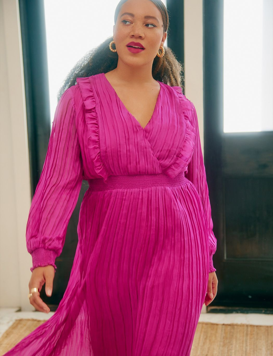 Surplice Bodice Pleated Dress | Eloquii