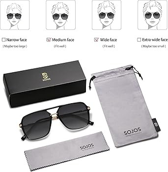 SOJOS Sunglasses for Women & Men, Square, Retro, Polarized Lens, Trendy Aviator, 90s Shades | Amazon (US)