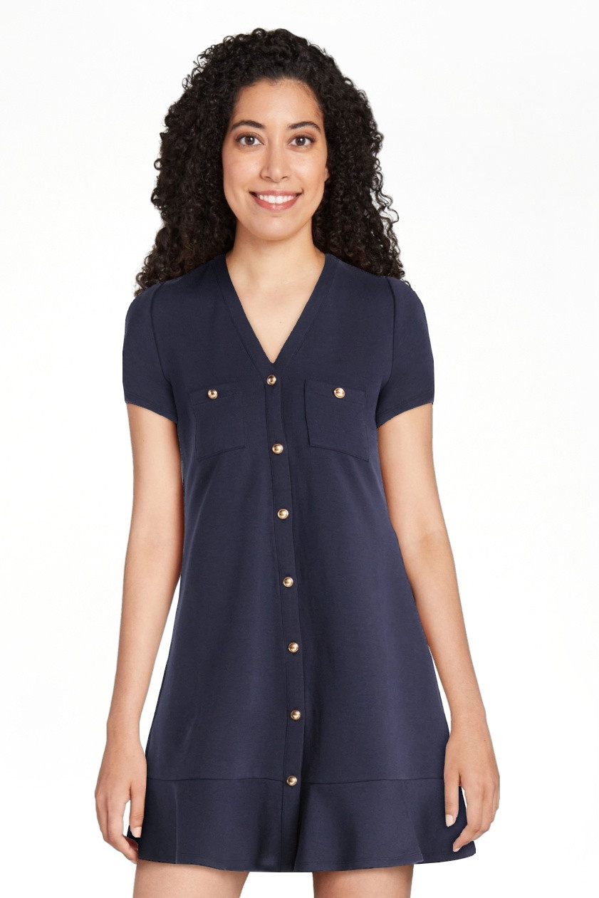 Free Assembly Minivestido de Mujer con Botones en la Parte Delantera y Dobladillo con Volantes Ta... | Walmart (US)