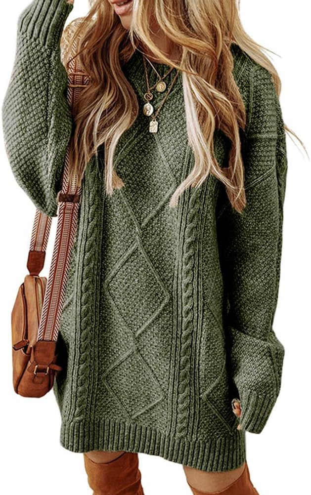 Kinghua Sweater Dress for Women Fall Winter Cable Knit Cute Short Dresses | Amazon (US)