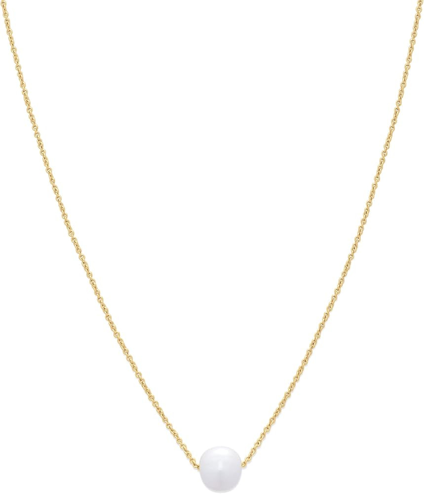 Amazon Essentials 14K Gold or Sterling Silver Freshwater Pearl Pendant Necklace | Amazon (US)