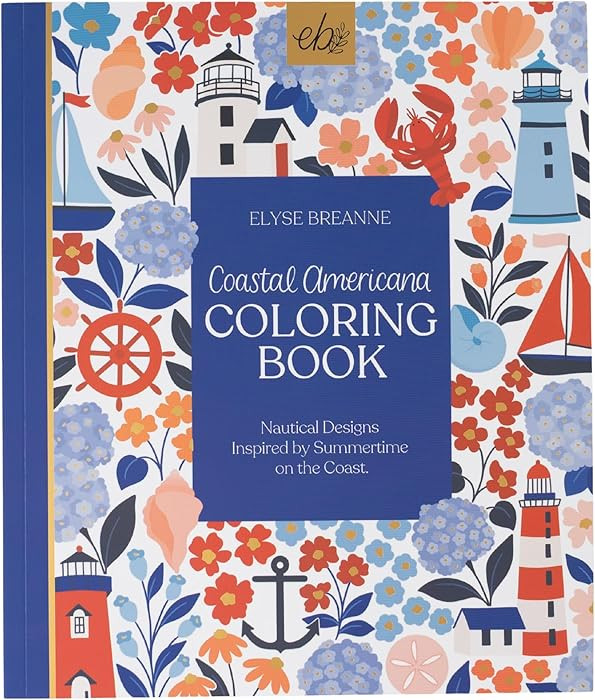 Elyse Breanne Design - Coastal Americana Coloring Book - 40 Single-Sided Pages, Nautical, Beachy ... | Amazon (US)