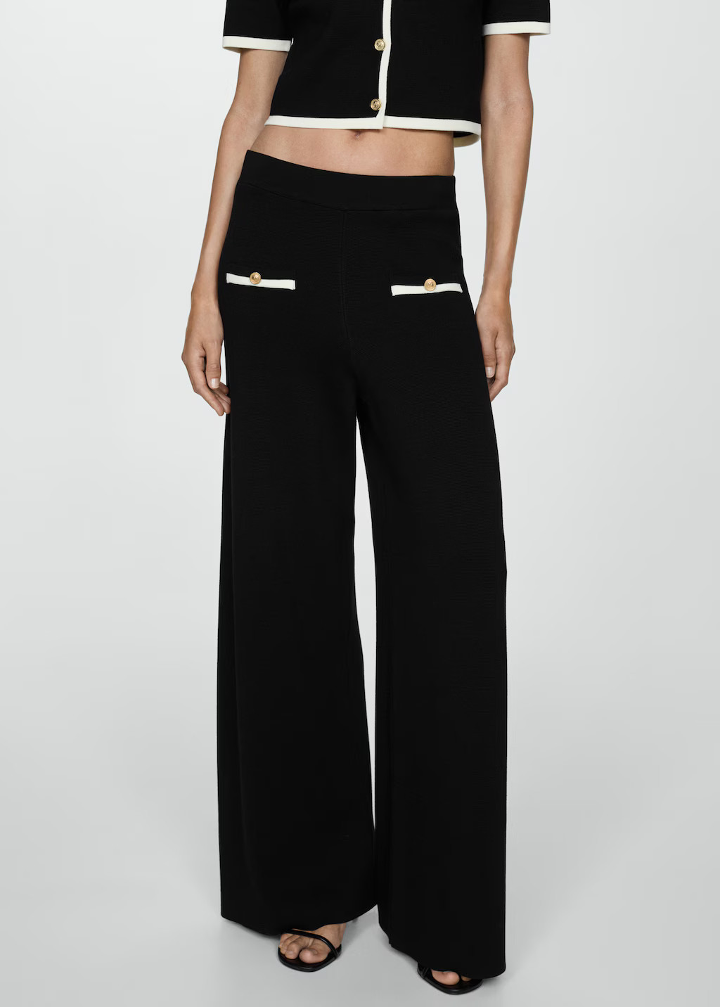 Straight-fit pants with contrast piping | MANGO (US)