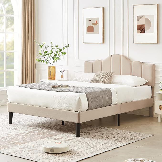 VECELO Full Upholstered Platform Bed Frame,Mattress Foundation with Height Adjustable Tufted Head... | Amazon (US)