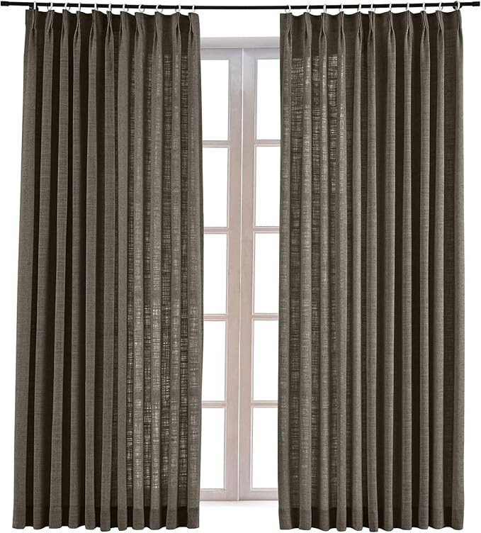 ChadMade Polyester Linen Pinch Pleated Drape Room Darkening Curtain Sliding Glass Door Living Roo... | Amazon (US)