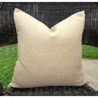 Outdoor Solid Beige Sand Burlap Texture Pillow Cover Patio Decor | Etsy (US)