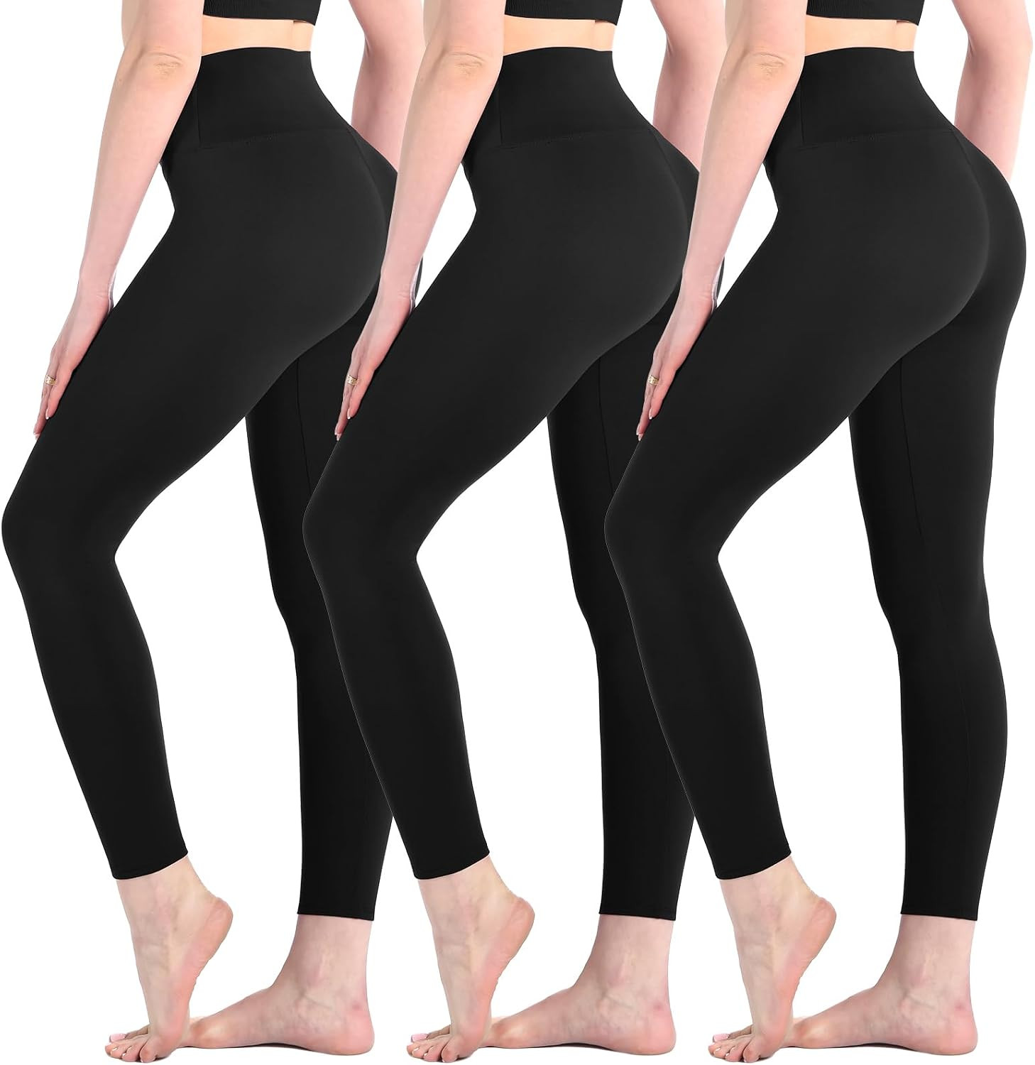 Leafigure 3 Pack Leggings for Women,High Waisted Soft Yoga Pants | Amazon (US)