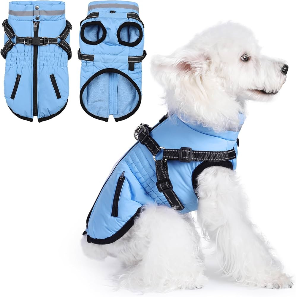 Gyuzh Dog Coat with Harness,Dog Winter Coat Jackets,Winter Waterproof Dog Coat Warm Cold Weather ... | Amazon (US)