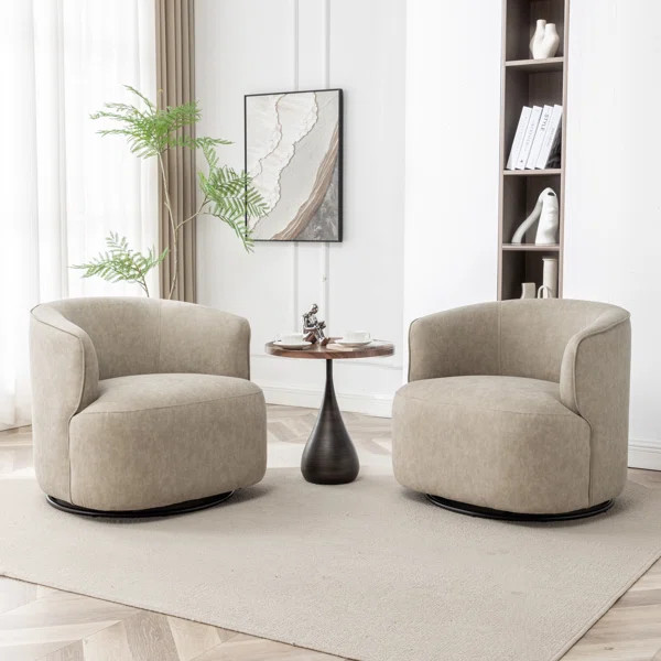 Tybias Faux Leather Swivel Barrel Chair | Wayfair North America