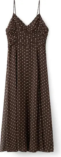 MANGO Ruched Dot Sleeveless Maxi Dress | Nordstrom | Nordstrom