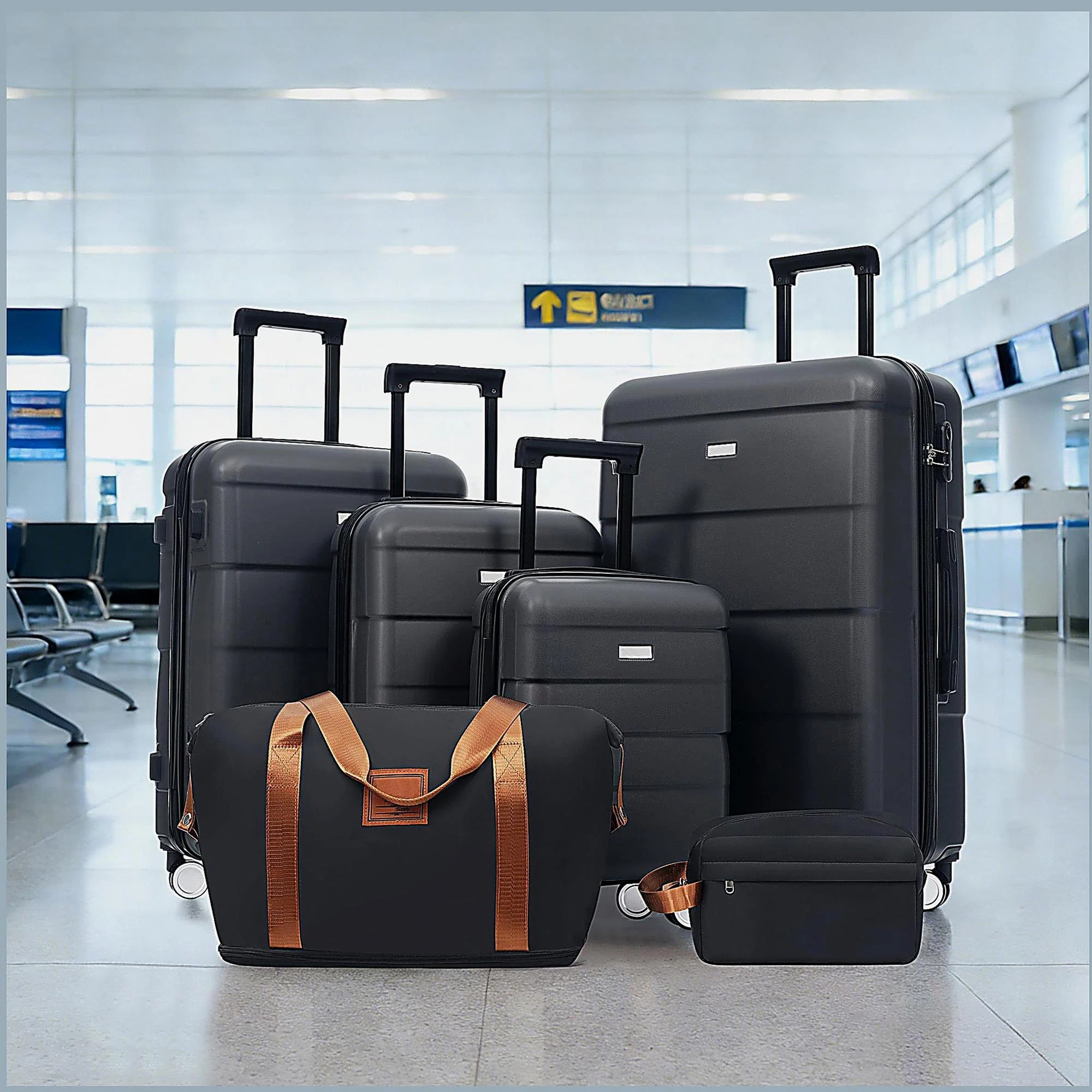 Hardshell Luggage Sets 6 Piece with 2 Bags,Carry on Suitcase with Handle Password Lock Double Spinner Wheels, Lightweight 16"+20"+24"+28" Luggages | Wayfair North America
