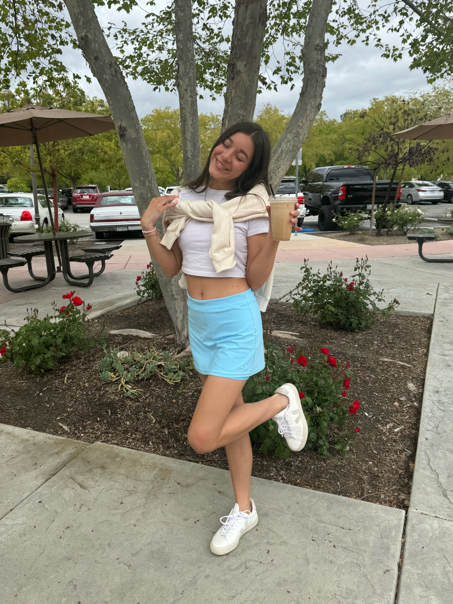 shirt- small from target
skirt- xsmall from Nike
L hoodie from Loverboy over it 
And my vejas 🤍

#LTKActive #LTKU