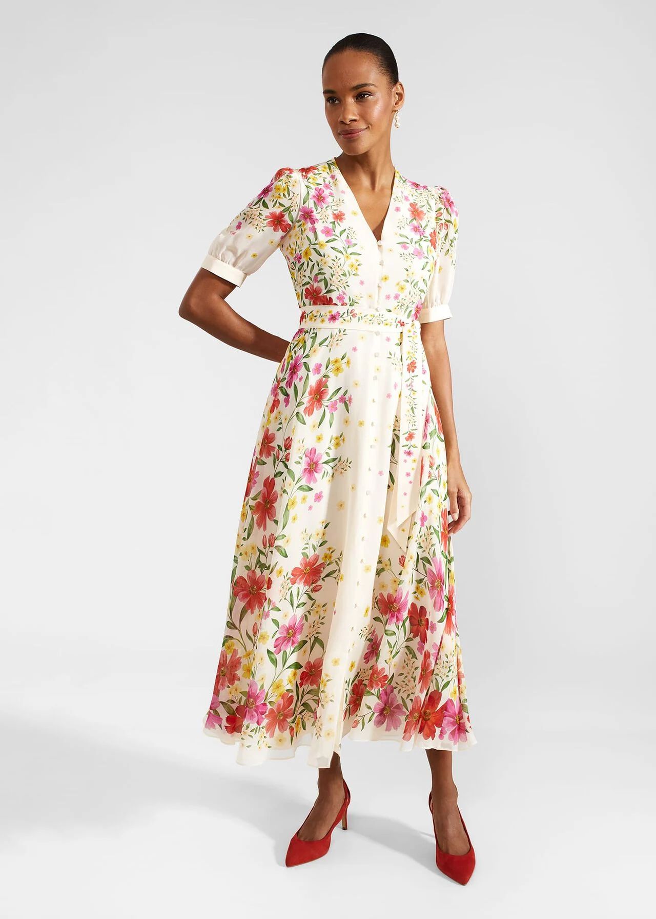 Petite Aurelia Floral Silk Dress | Hobbs UK | | Hobbs