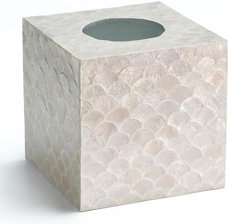 CHI AN HOME 5.8” Capiz Tissue Box Cover, Square Decorative Tissue Holder with Bottom Slider, Ha... | Amazon (US)