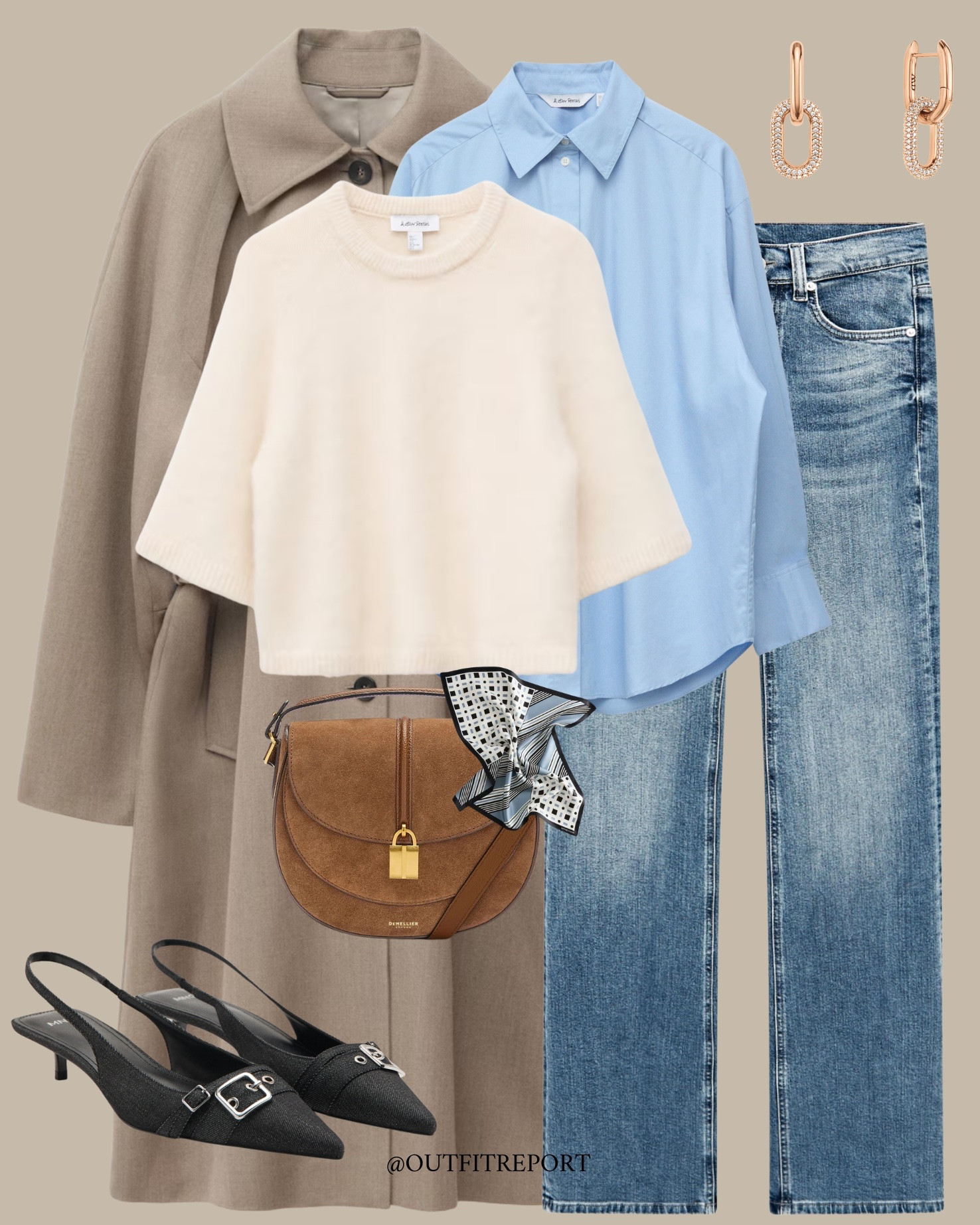 Spring trend outfit blue shirt denim jeans sling backs and trench coat 

#LTKstyletip #LTKspring #LTKeurope