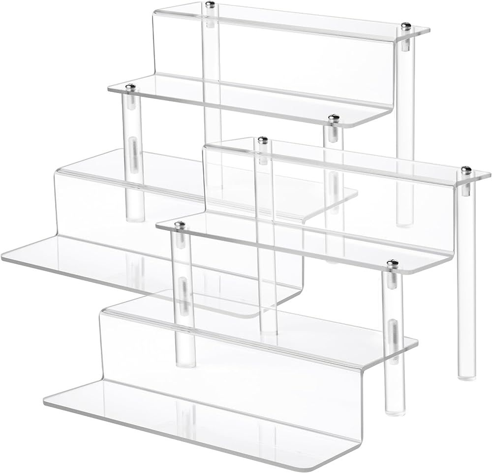 upsimples Acrylic Riser Display Shelf, 2pack 4 Tier Perfume Organizer & Decoration, Clear Display... | Amazon (US)