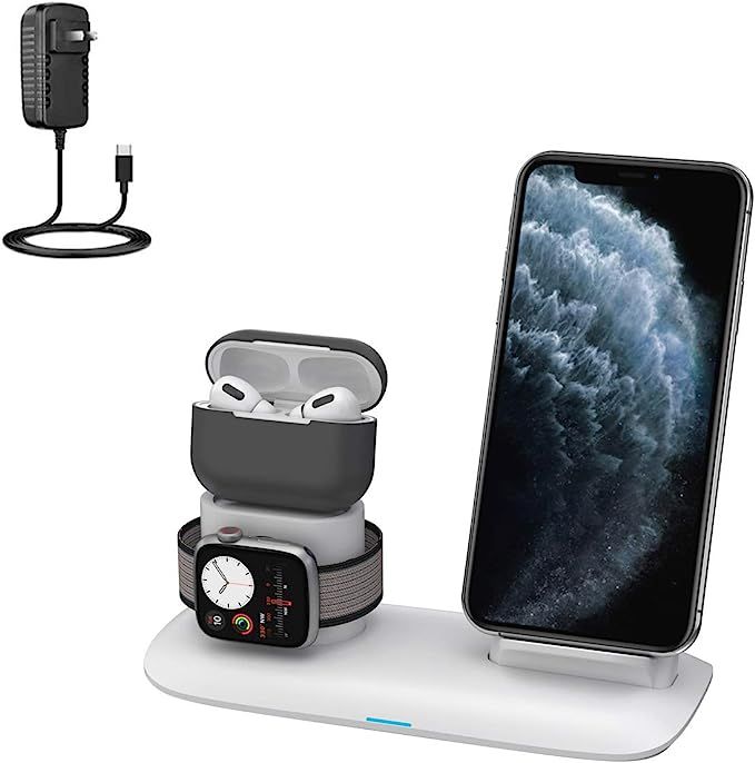 Wireless Charger, 3 in 1 Wireless Charging Station for Airpods Pro iPhone and iWatch, Wireless Ch... | Amazon (US)