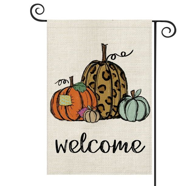 AVOIN Pumpkin Welcome Garden Flag Vertical Double Sized, Fall Thanksgiving Rustic Yard Outdoor De... | Walmart (US)