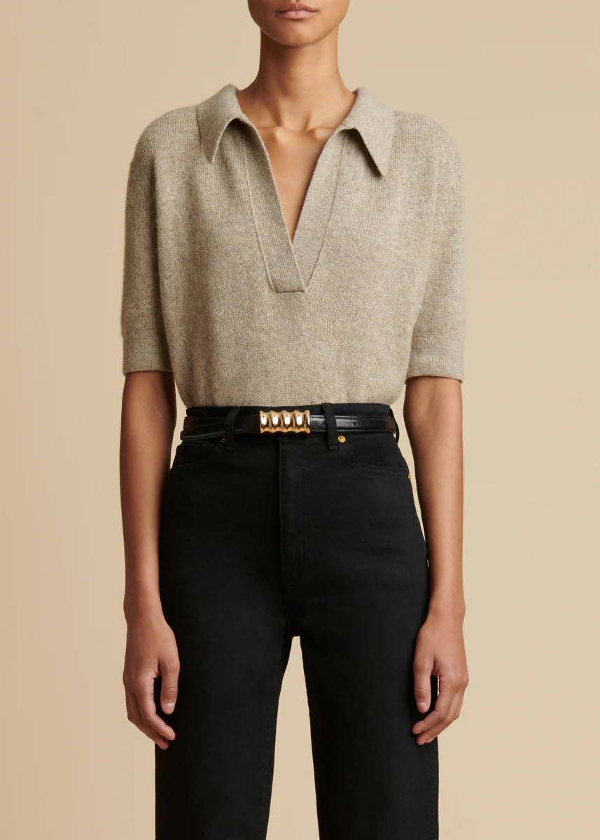 The Shrunken Jo Sweater in Sepia | Khaite