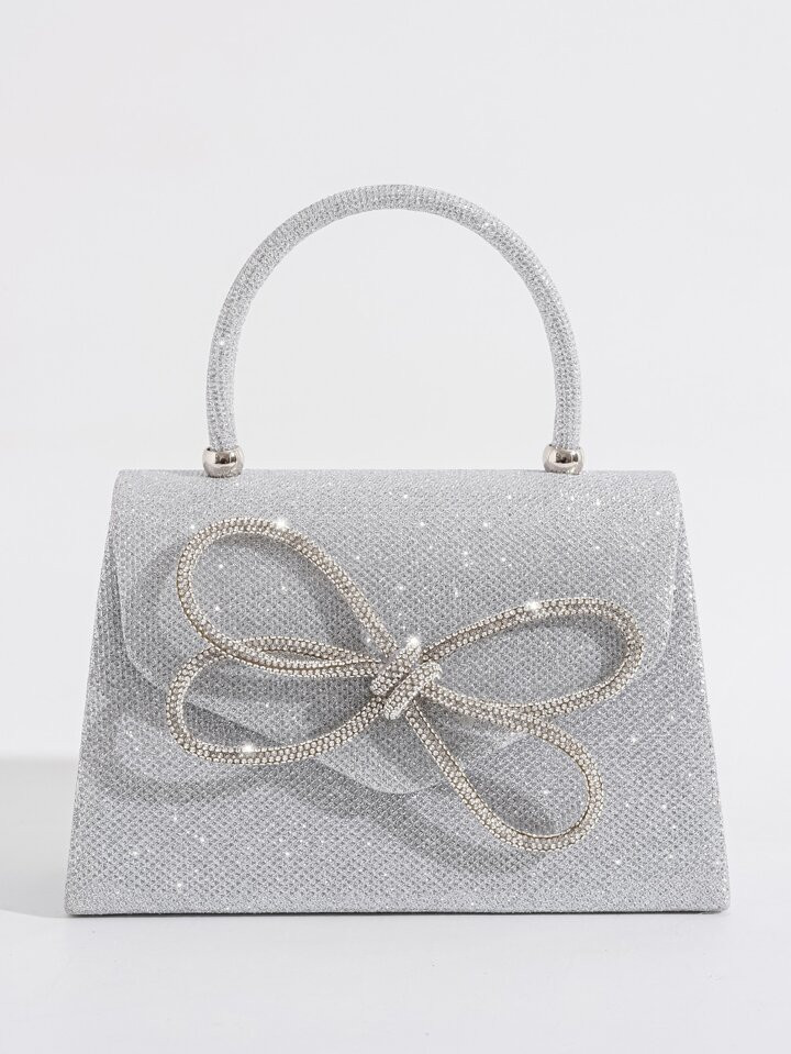 Glamorous, Elegant, Exquisite, Quiet Luxury Sequin, Stylish, Luxury, Shiny Glitter Bow Decor Squa... | SHEIN