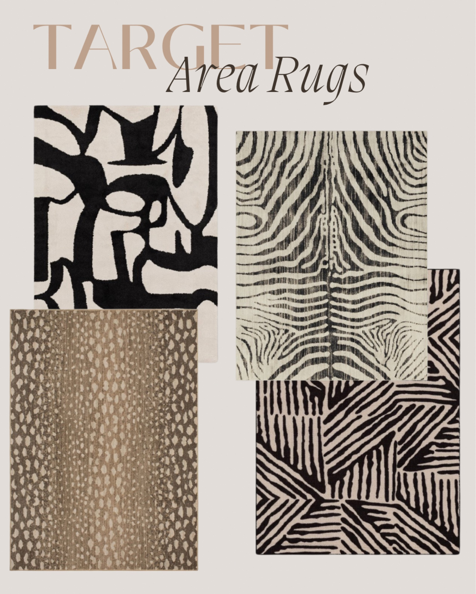 Target Rugs 🖤

Antelope print
Animal print
Modern
Black & white
Abstract
Home rugs
Home accents


#LTKFindsUnder100 #LTKSaleAlert #LTKHome