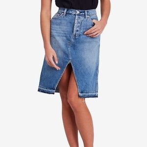 NWT Free People Midi Cloudless Denim Skirt w/ Slit | Poshmark