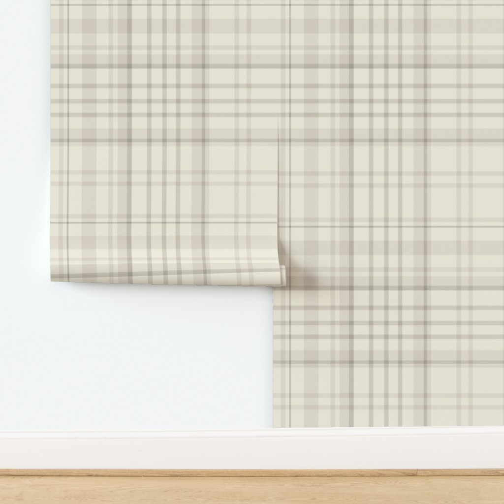Modern Neutral Soft Warm Beige Plaid for Baby Nursery Room Feature Wall Wallpaper | Spoonflower | Spoonflower