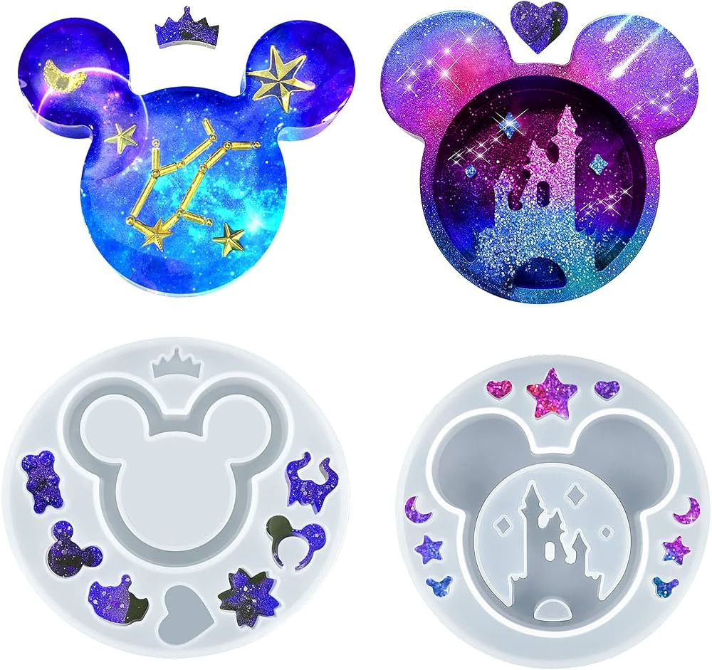 Palksky 2 PCs Resin Molds for Cute Mouse Head Silicone Castle Bow Shaped Epoxy Casting Mold Chris... | Amazon (US)