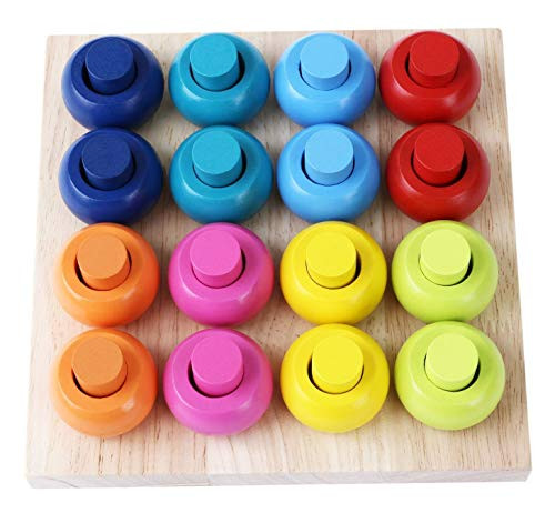 Babe Rock Wooden Color Sorting Stacking Rings Board Educational Learning Counting Toys Puzzle Games  | Amazon (US)