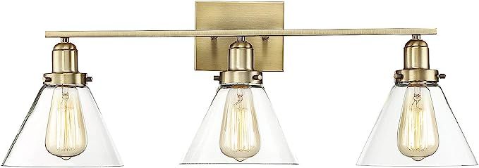 Savoy House 8-9130-3-322 Drake 3-Light Bathroom Vanity Light in a Warm Brass Finish with Clear Gl... | Amazon (US)