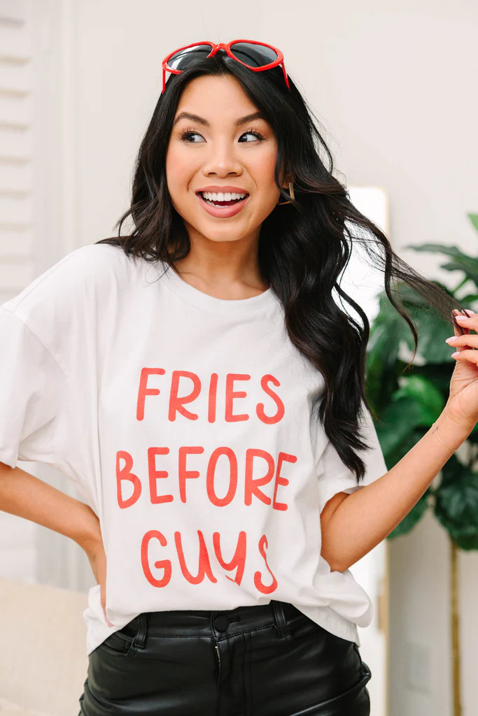 Fries Before Guys White Graphic Tee | The Mint Julep Boutique