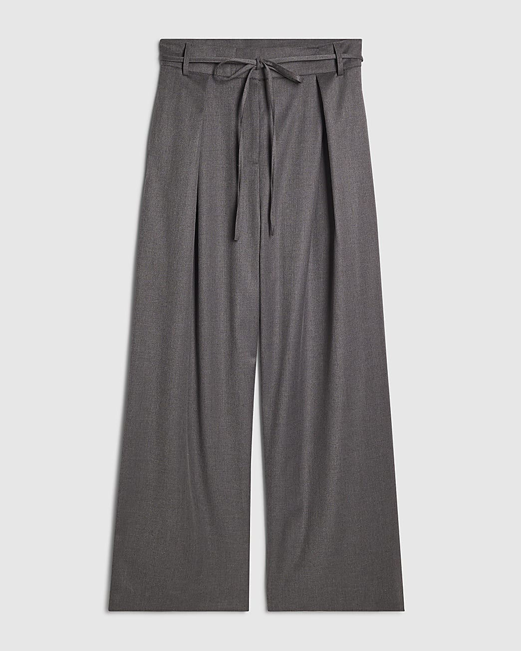Grey Tie Front High Waisted Trouser | River Island UK & IE