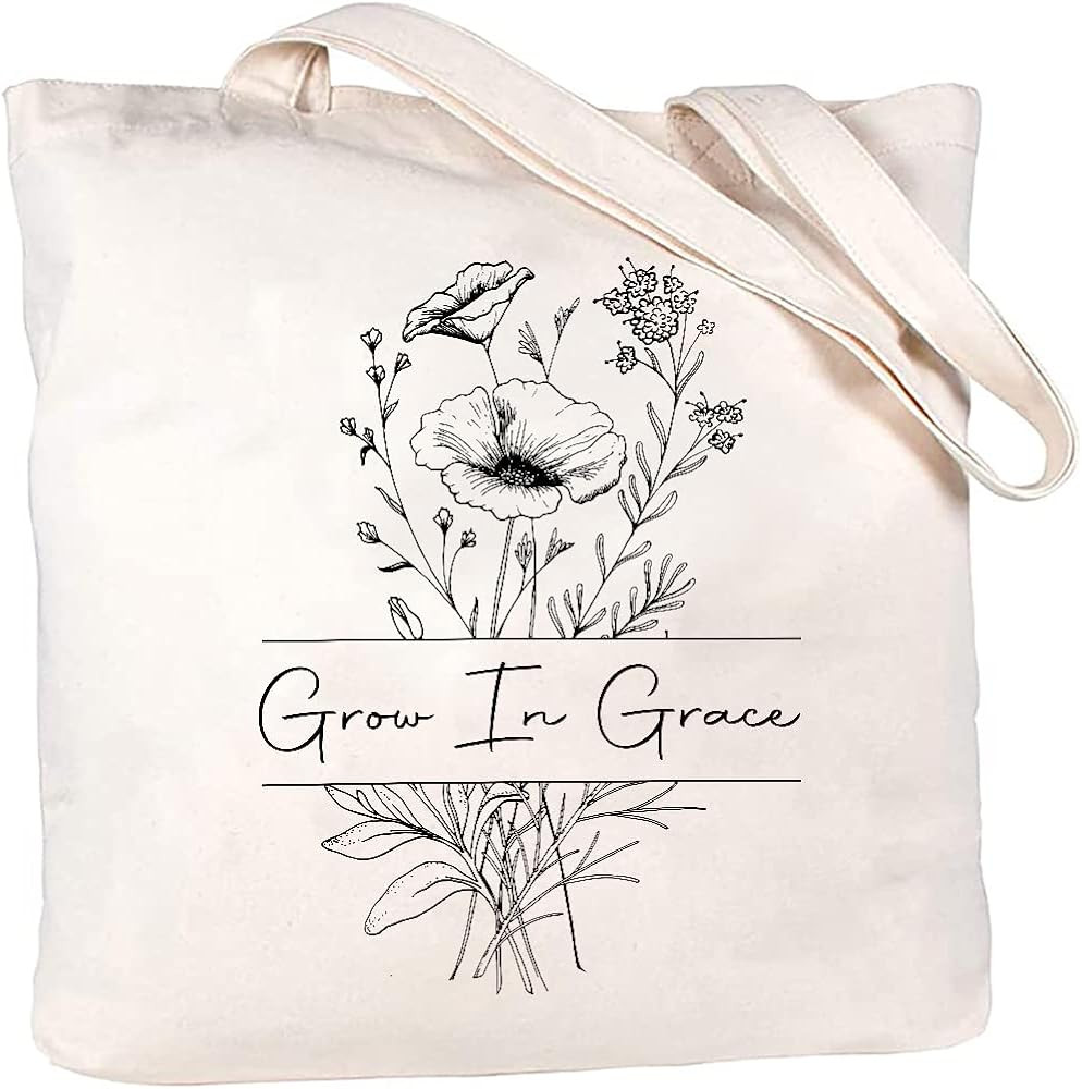 Bible Tote Bags For Women, Canvas Cotton Tote Bag, Bible Tote Wildflower, Bible Verse Tote Bag, J... | Amazon (US)