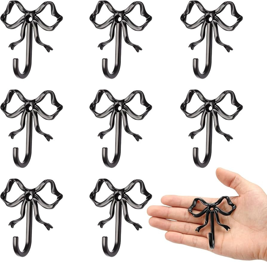 10 Pcs Black Bow Hooks, Bow Hooks for Wall, Bow Decoration Hook,Decorative Hook, Suitable for Roo... | Amazon (US)