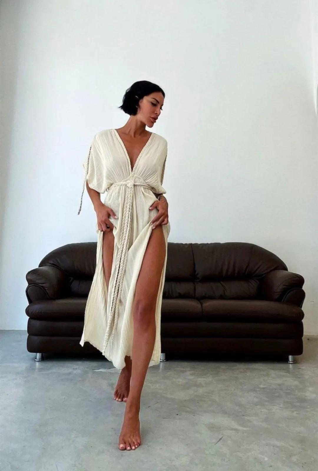 Organic Cotton Bohemian Dress: Goddess Slit Summer Dress - Etsy | Etsy (US)