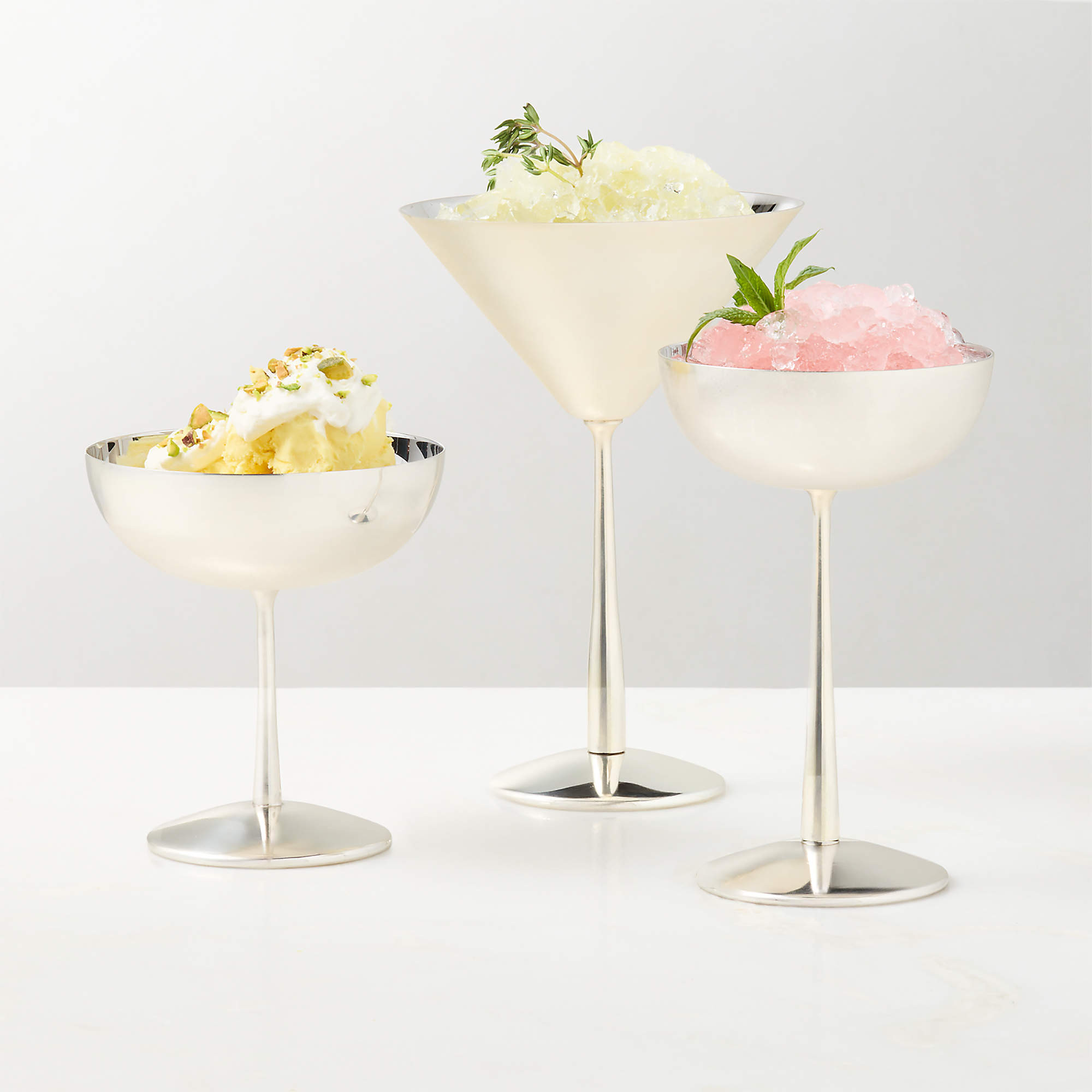 Emporia Stainless Steel Martini Glasses Set of 4 + Reviews | CB2 | CB2