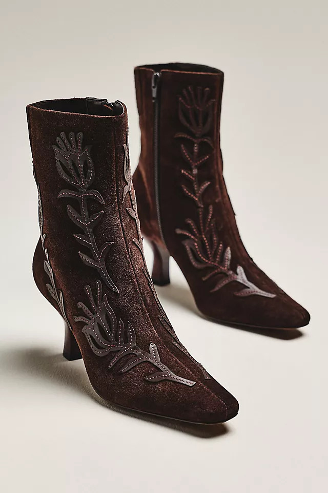 Leather Appliqué Ankle Boots | Anthropologie (US)