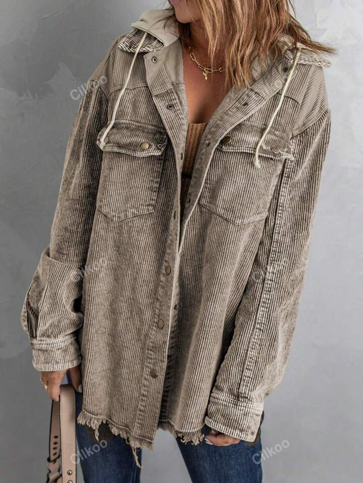 CILKOO Women's Minimalist Everyday Hooded Long Sleeve Regular Jacket | SHEIN