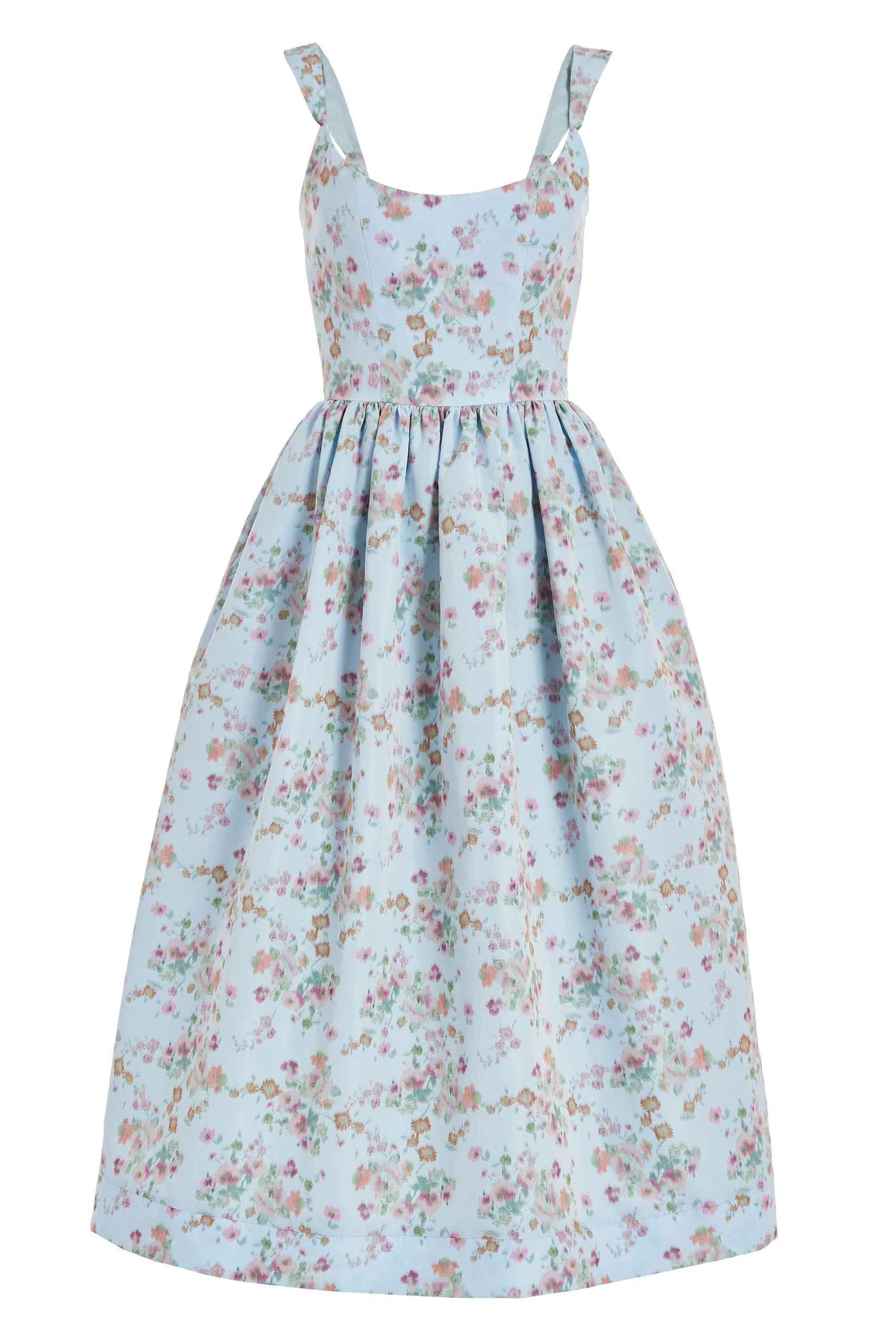 Apple Blue Ikat Floral Corset Dress | Markarian