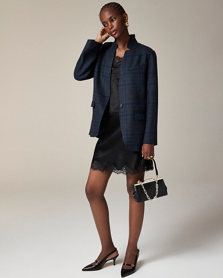 Leighton blazer-jacket in plaid double-faced wool blend | J. Crew US