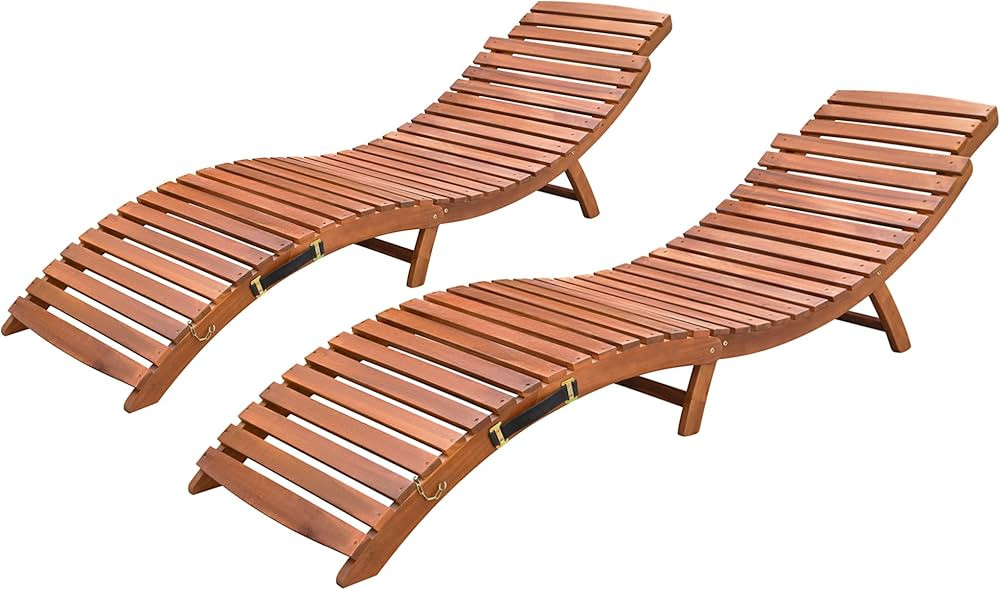Devoko Patio Chaise Pool Lounge Outdoor Folding Wooden Lounge Chair for Outside Waterproof Lounge... | Amazon (US)