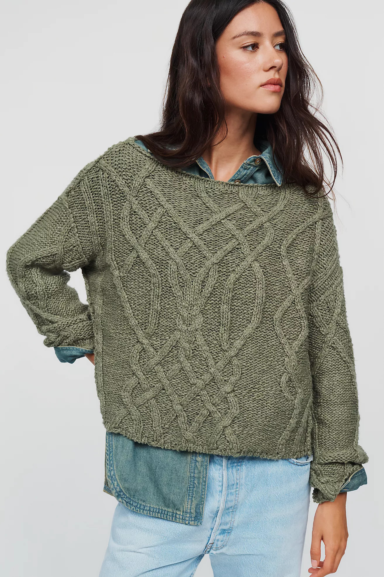 Pilcro Kirby Cable Knit Sweater | Anthropologie (US)