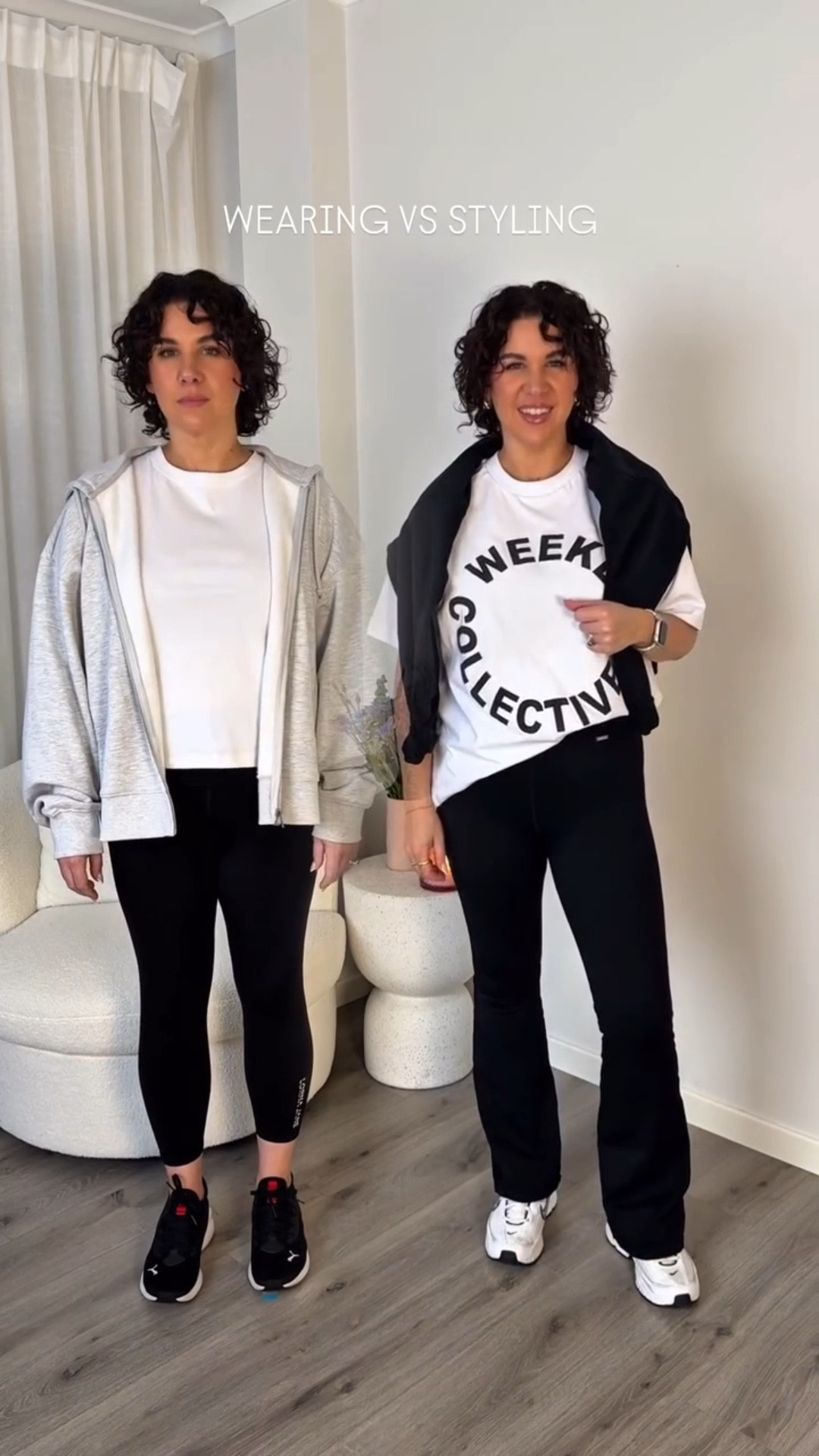 Wearing VS Styling… you don’t need to reinvent the wheel, just add some tweaks! 

Wearing your activewear all day (regardless if you work out or not) is often the reality of certain periods of life. But if you want to look intentionally dressed, there’s definitely swaps that can make that happen! 

What is an outfit you struggle to feel polished in? I’ll do my best to show you simple changes to make it feel more intentional. 

Rachael x 

#stylewithcsvp #personalstylist #brisbanestylist #asistylist #howtostyle #personalstyle #mumstyle #wearingvsstyling