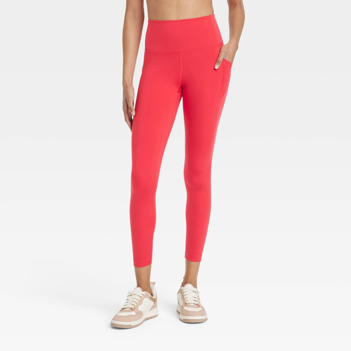 Women's Dynamic Flex High-Rise Pocketed 7/8 Leggings - All In Motion™ Red M: Moisture Wicking, ... | Target