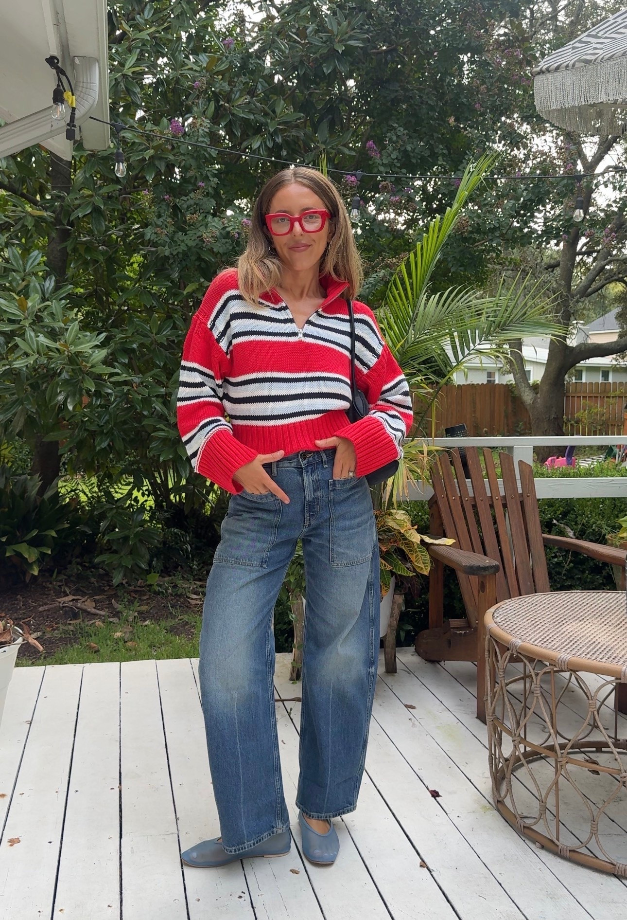 Size 26 jeans, medium sweatshirt