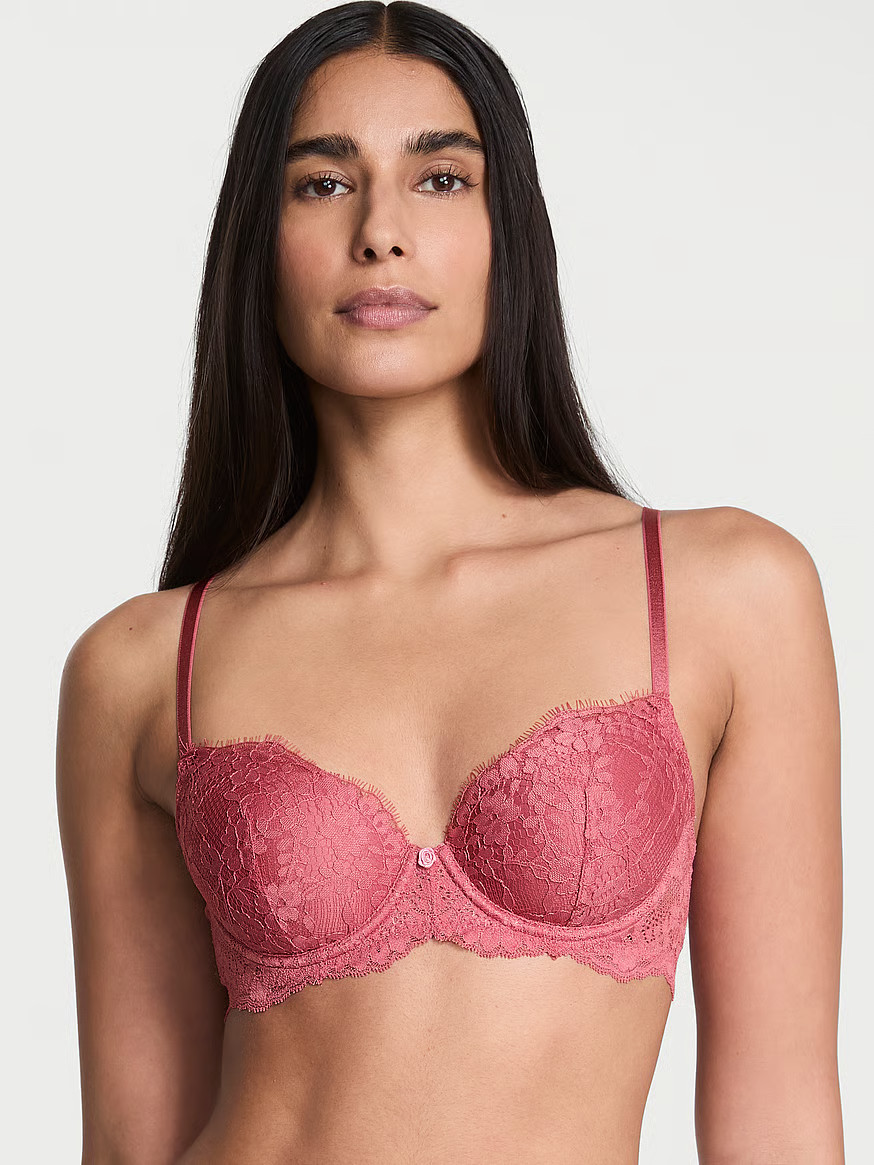 Buy Smooth & Lace Lightly Lined Demi Bra, Sangria Red - Order Bras online - Victoria's Secret US | Victoria's Secret (US / CA )