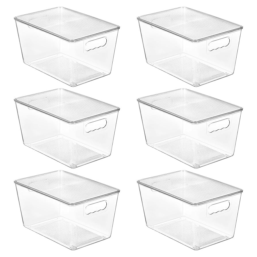 Vtopmart 6 Pack Clear Stackable Storage Bins with Lids, Large Plastic Containers with Handle for ... | Amazon (US)