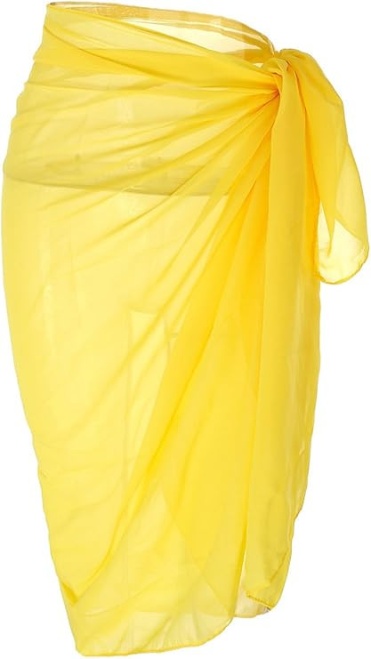 Ayliss Womens Swimwear Chiffon Cover up Solid Color Printed Beach Sarong Swimsuit Wrap Skirt Bath... | Amazon (US)