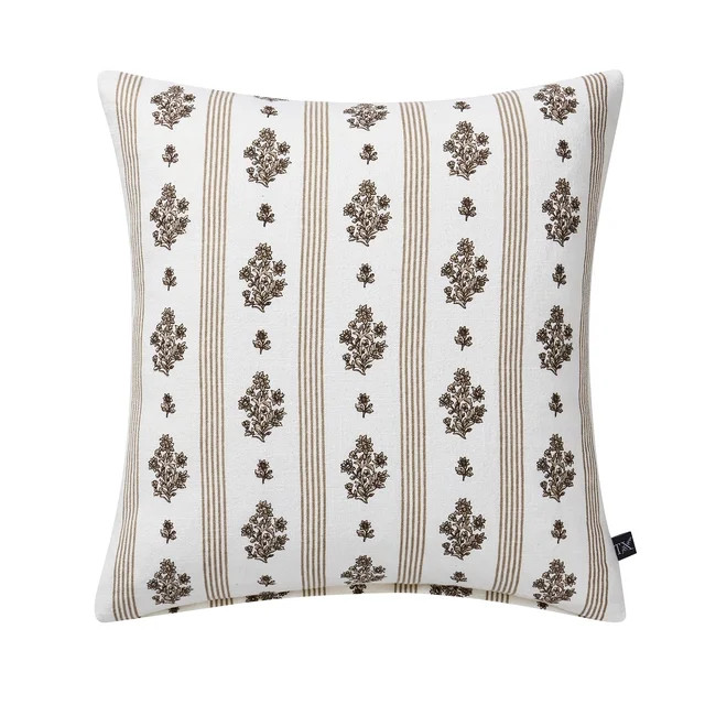 My Texas House 18" x 18" Brown Floral Stripe Decorative Pillow Cover | Walmart (US)
