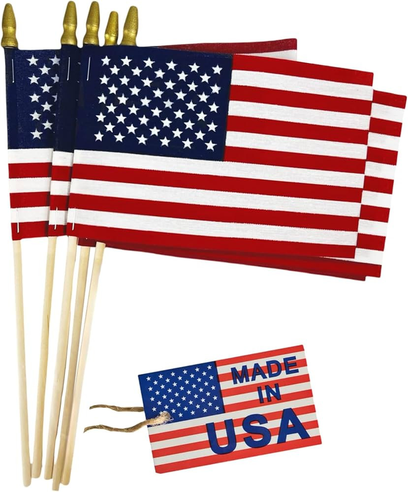 GIFTEXPRESS Set of 12, Proudly Made in U.S.A. Small American Flags 4x6 Inch/Small US Flag/Mini Am... | Amazon (US)